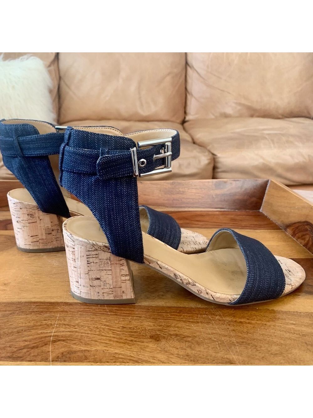 Franco Sarto Melody Denim Cork Heels